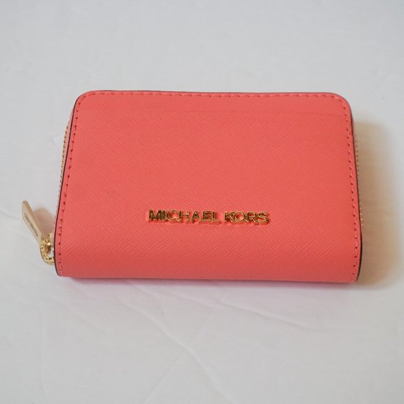 Michael Kors Jet Set Travel Card Case Wallet Grapefruit Pink - Picture 4 of 9